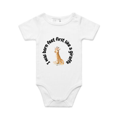 Feet First Like a Giraffe (With flowers) Baby ONESIE Thumbnail